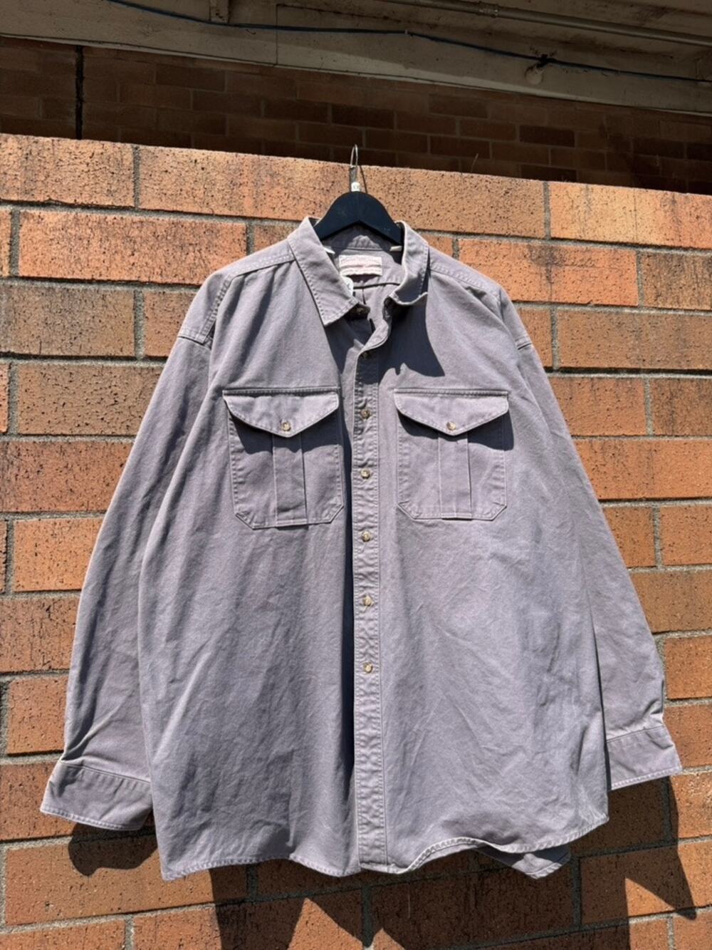 1995 Filson Charcoal Grey Plum 90s Vintage Shelter Cloth Button Up Work Shirt